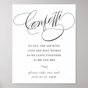 Elegant Confetti Black Calligraphy   Favor Table Poster