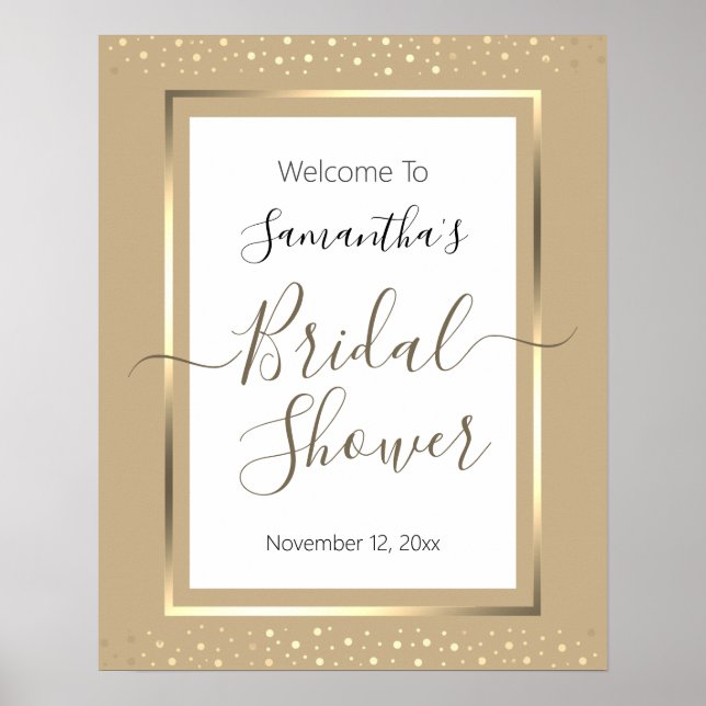Elegant Confetti Bridal Shower Welcome Sign (Front)