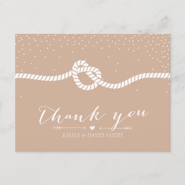 Elegant Confetti Dots Tying the Knot Thank You Postcard (Front)