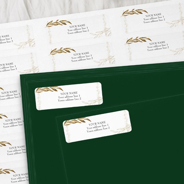 Elégant Confetti Feuille Or encadré Adresse de ret (Elegant return address labels from my Gold Leaf Quinceanera Collection)