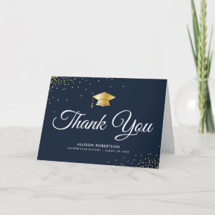 Elegant confetti graduation thank you card