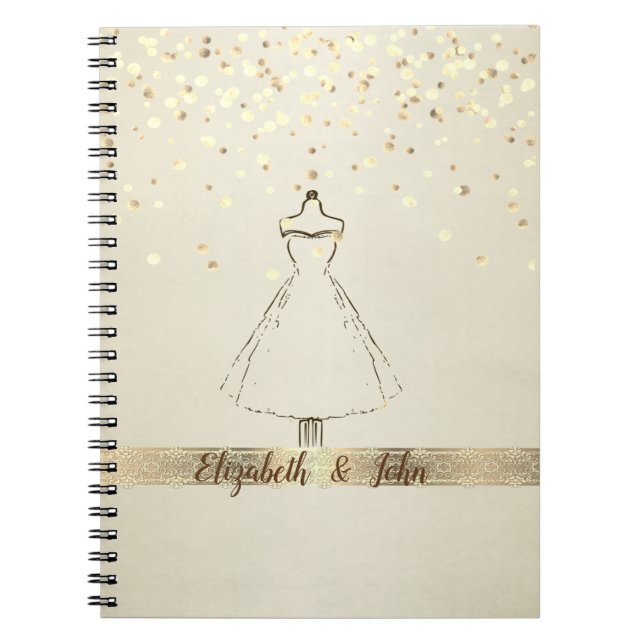 Elegant,Confetti,Lace,Dress  Wedding Planner Notebook (Front)