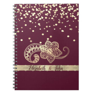 Elegant,Confetti,Lace,Gold,Paisley-Personalized Notebook