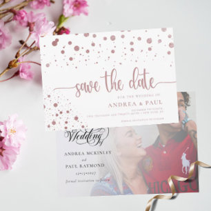 Elegant Confetti Photo Wedding Save The Date