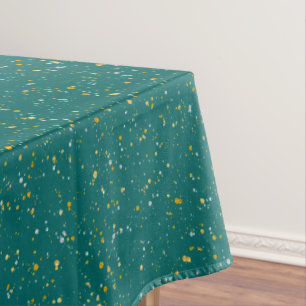 Elegant Confetti Space - Teal Green & Gold,Silver Tablecloth
