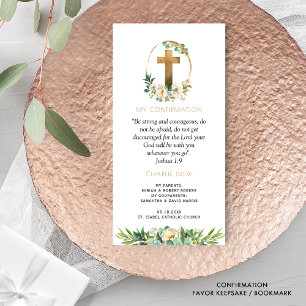 Elegant Confirmation, Greenery Bookmark Favour Thank You Card