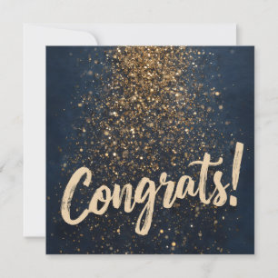 Elegant "Congrats!" Greeting with Golden Confetti Holiday Card