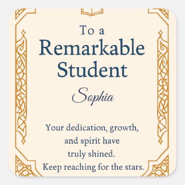 Elegant Congratulations Card for a Remarkable Stud Square Sticker (Front)