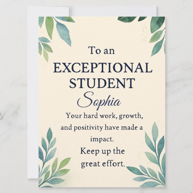 Elegant Congratulations Card for an Exceptional St (Front)