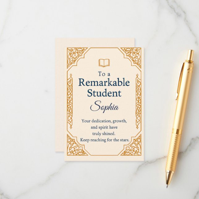 Elegant Congratulations Card for an Exceptional St (Front/Back In Situ)