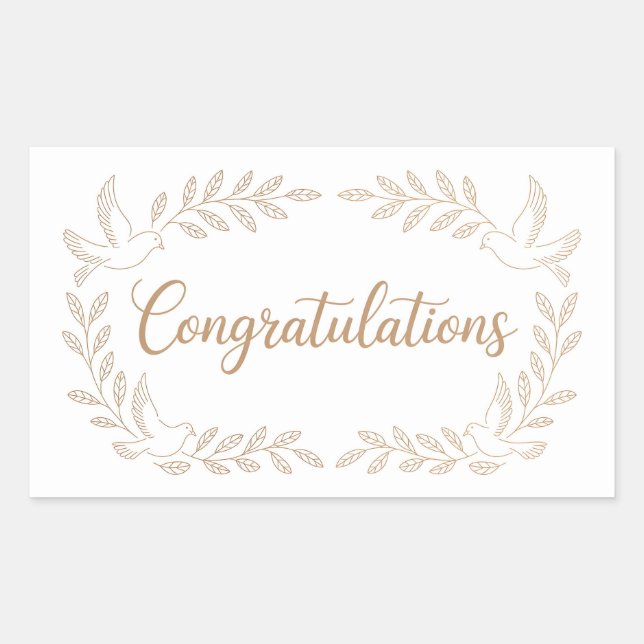 Elegant "Congratulations" Greeting with Doves  Sticker (Front)