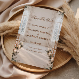 Elegant Conservatory Winter Botanical Serenity Save The Date