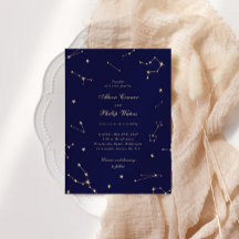 Elegant Constellation Blue And Gold Wedding