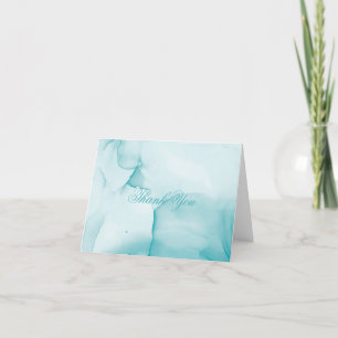 Elegant Contemporary Blue Watercolor Ink Thank You Card
