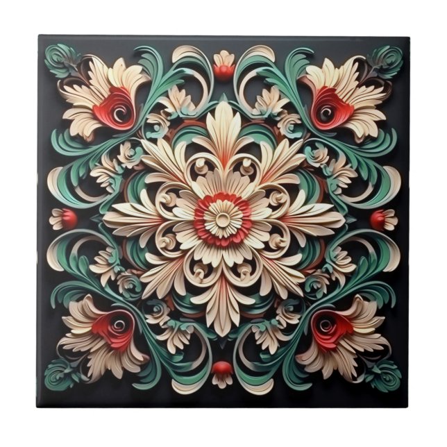 Elegant Contemporary Colourful Modern Ornate Tile (Front)