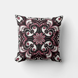 Elegant Contemporary Modern Ornate Burgundy Throw Pillow