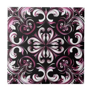 Elegant Contemporary Modern Ornate Burgundy Tile
