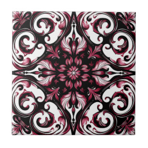 Elegant Contemporary Modern Ornate Burgundy Tile