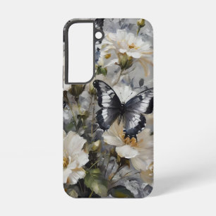 "Elegant Contrast: Black And White Butterflies Samsung Galaxy Case