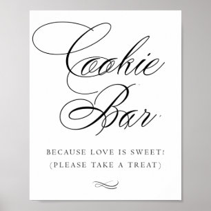 Elegant Cookie Bar Black Calligraphy Chic Table Poster