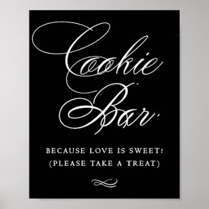 Elegant Cookie Bar White Calligraphy   Chic Table Poster
