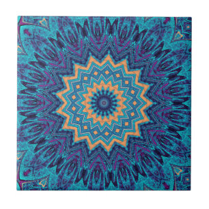 elegant cool blue mandala carpet pattern tile