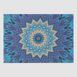 elegant cool blue mandala carpet pattern tissue paper