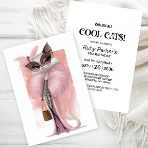 Elegant Cool Cat Birthday Party Invitation