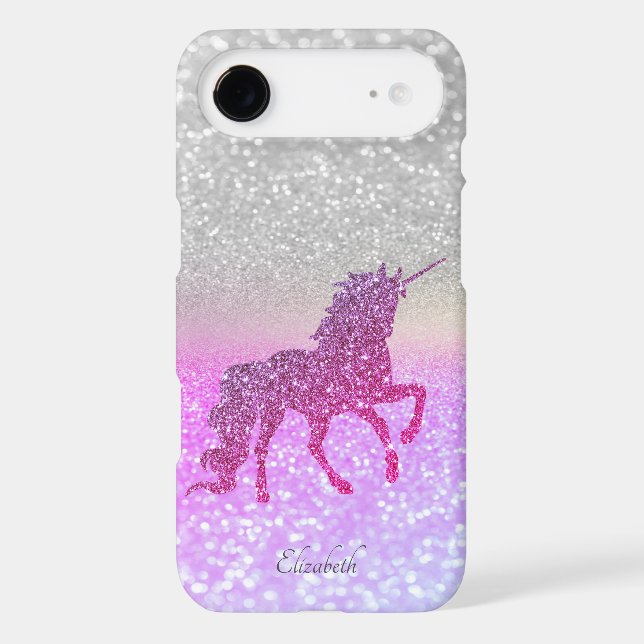Elegant Cool Glitter Bokeh Unicorn (Verso)