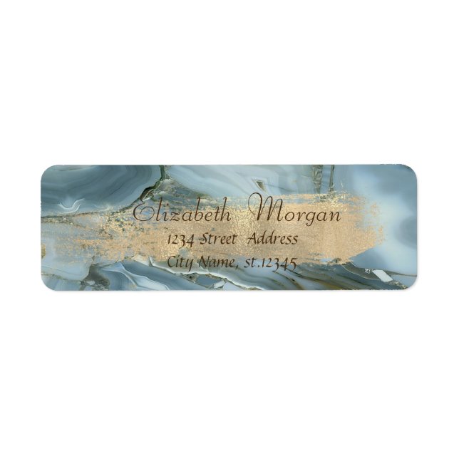 Elegant Cool Marble, Faux Gold Brush Stroke (Front)