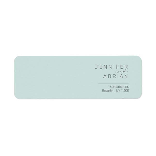 Elegant Cool Mint Minimal ﻿Modern Return Address  (Front)