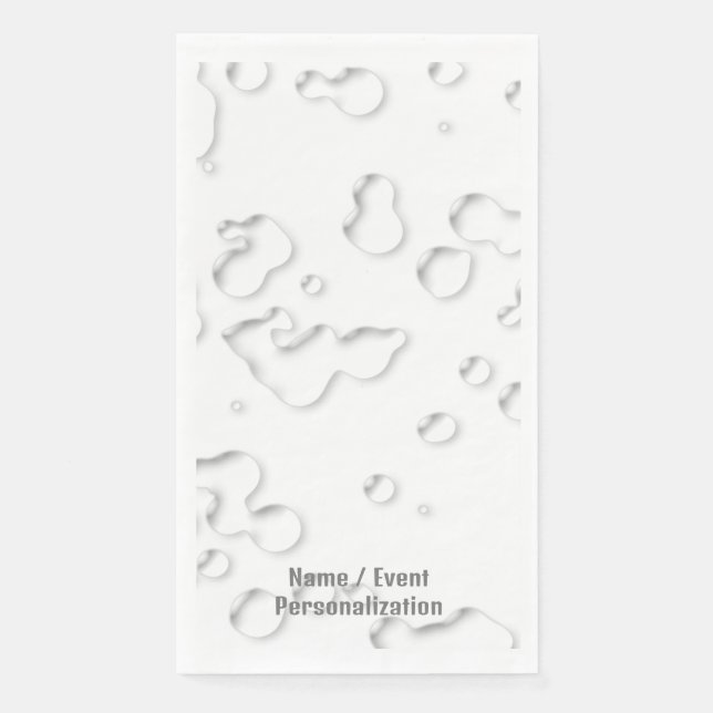 Elegant Cool Personalized White Grey Rain Drops Napkin (Front)