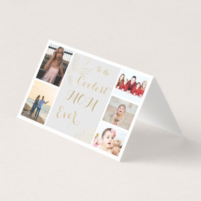Elegant Coolest Mom Ever Gold Script Photo Card (Front)