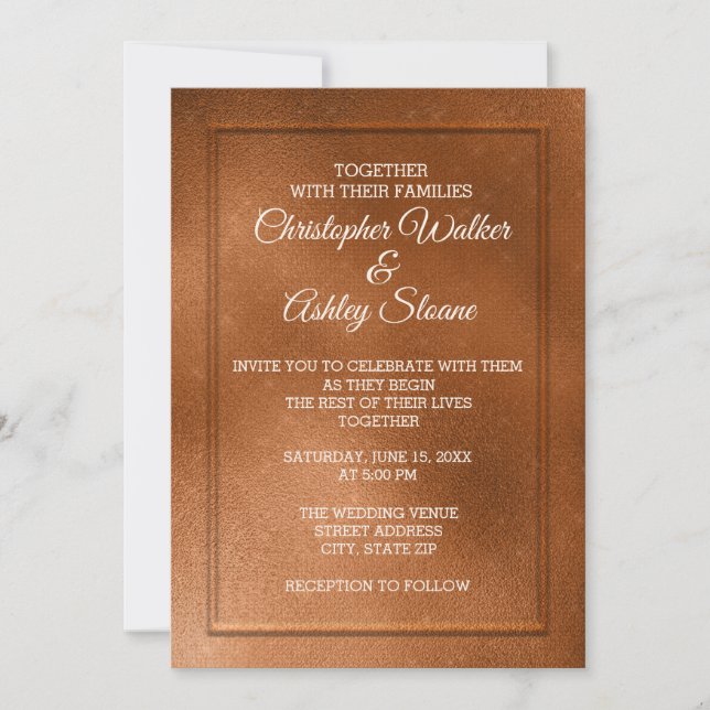 Elegant Copper and Cream Wedding Invitation (Front)