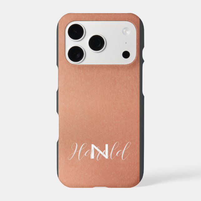 Elegant Copper Brushed Metal Monogram Name (Back)