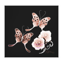 Elegant Copper Butterflies And Roses Canvas Print