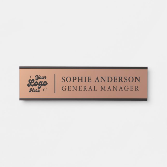 Elegant Copper Custom Logo Name Job Title Door Sig Sign (Front)
