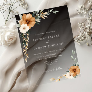 Elegant Copper & Earthy Black Gradient Wedding Acrylic Invitations