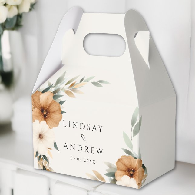 Elegant Copper Earthy Botanical Beige Wedding Favor Box (Elegant Copper Earthy Botanical Beige Wedding Favor Boxes)