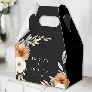 Elegant Copper Earthy Botanical Black Wedding Favor Box