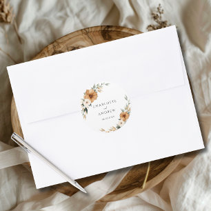 Elegant Copper & Earthy Botanical Wedding Classic Round Sticker