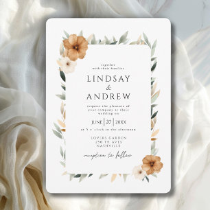 Elegant Copper & Earthy Botanical Wedding Invitation