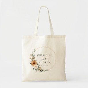 Elegant Copper & Earthy Botanical Wedding Tote Bag