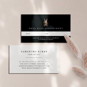 Elegant Copper Floral Scissors Hair Salon Appointment Card