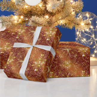 Elegant Copper Flower Mandala Wrapping Paper