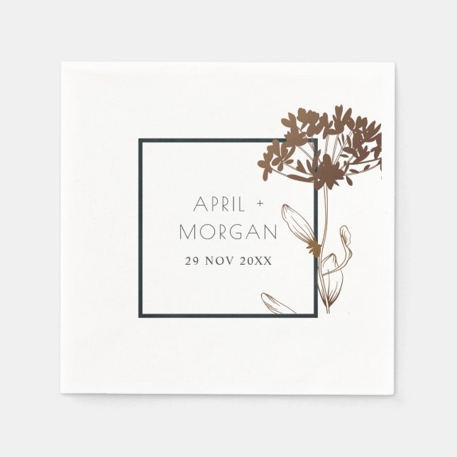 ELEGANT COPPER FOIL HYDRANGEA FLORAL WEDDING  NAPK NAPKIN (Front)