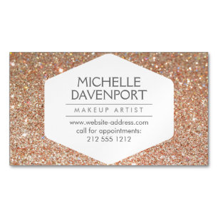 Elegant Copper Glitter Magnetic Business Card