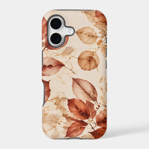 Elegant Copper Gold Autumn Leaves Botanical Patter
