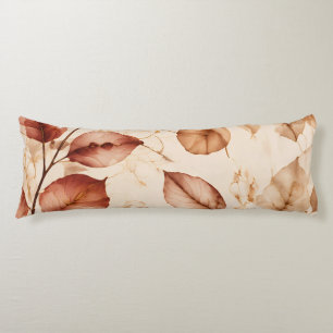 Elegant Copper Gold Autumn Leaves Botanical Patter Body Pillow