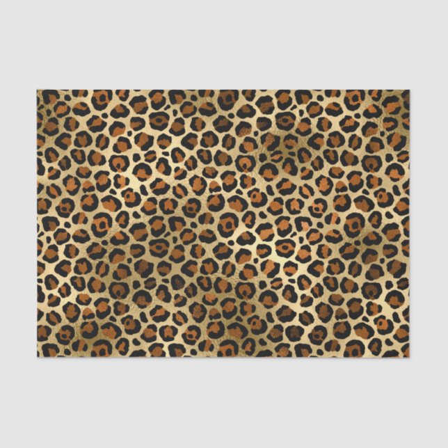Elegant Copper Gold Leopard Animal Print Tissue Paper (Front)